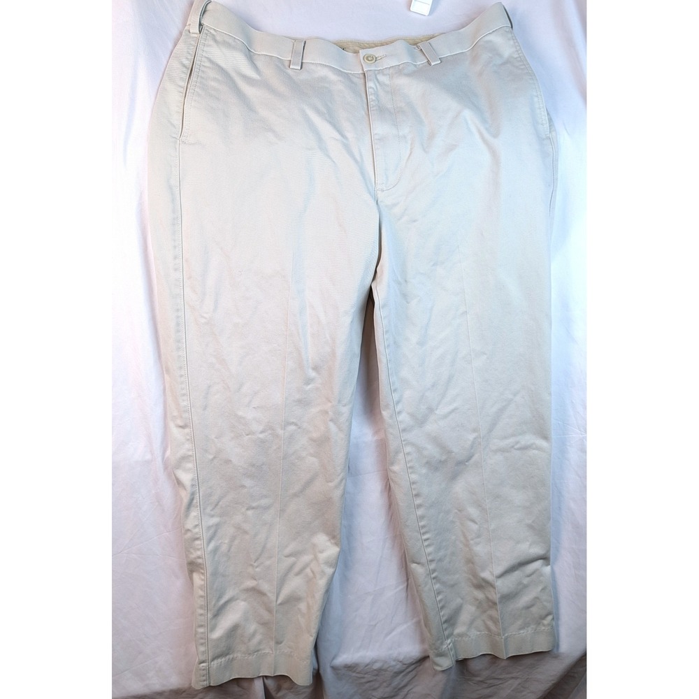 Savane Tailored 2U Comfort Waist Chino Pants Mens 36x29 Stone Beige Cotton Twill